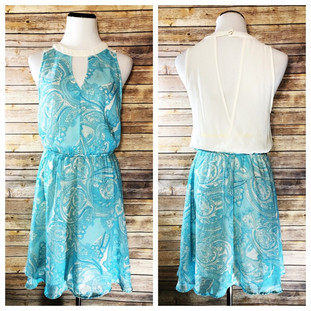 Lush Nordstrom Blue & Cream Floral Paisley Dress